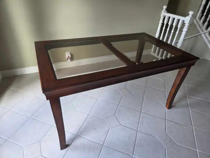 Glass Top Wooden Dining Table