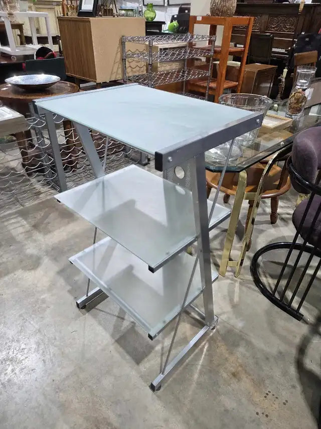 Frosted Glass/Metal 3-Tier Shelf