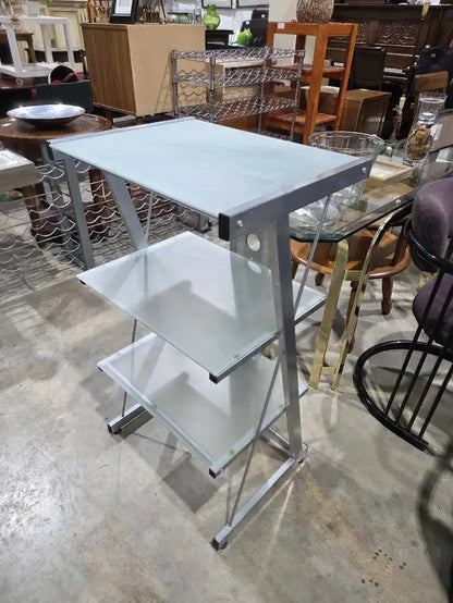 Frosted Glass/Metal 3-Tier Shelf