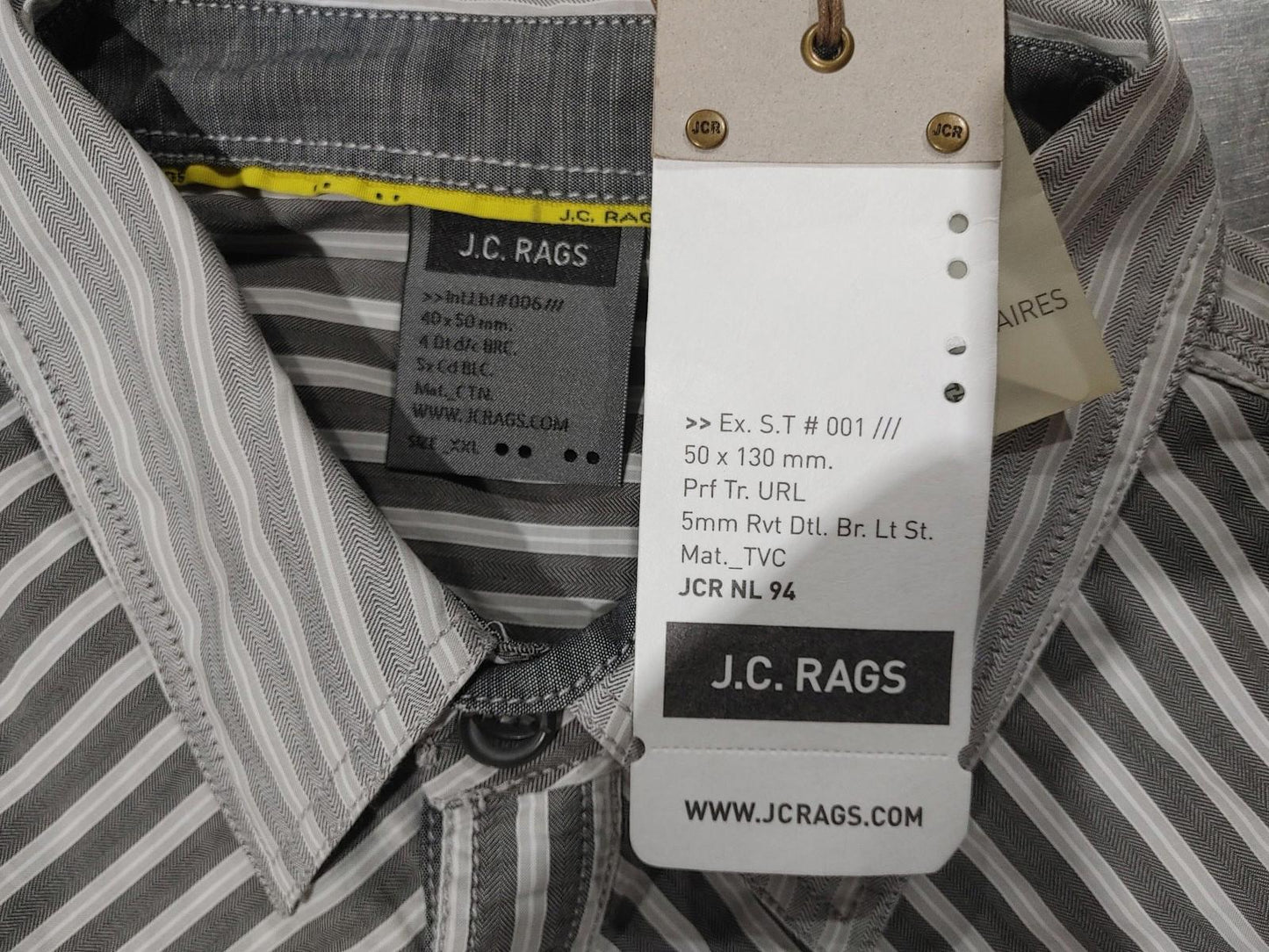 Brand New J.C. Rags Men's Striped 975 Gunmetal Button Shirt Grey Size XXL