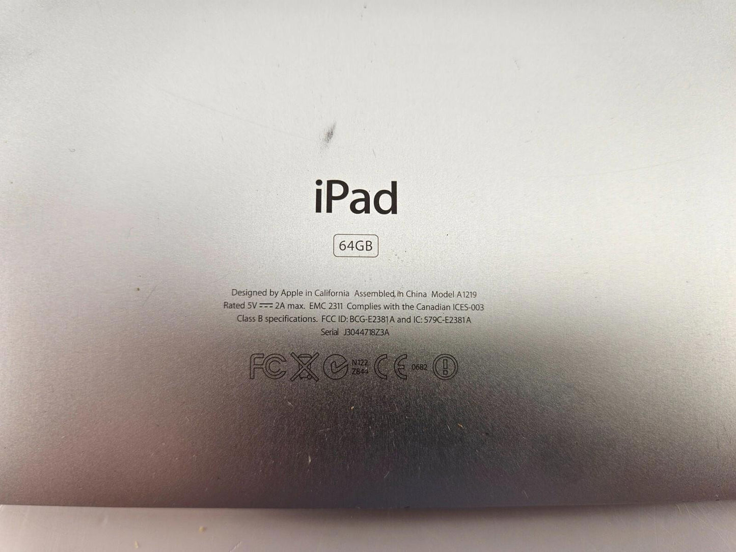 Apple iPad 64GB Silver A1219 *Parts or Repair*