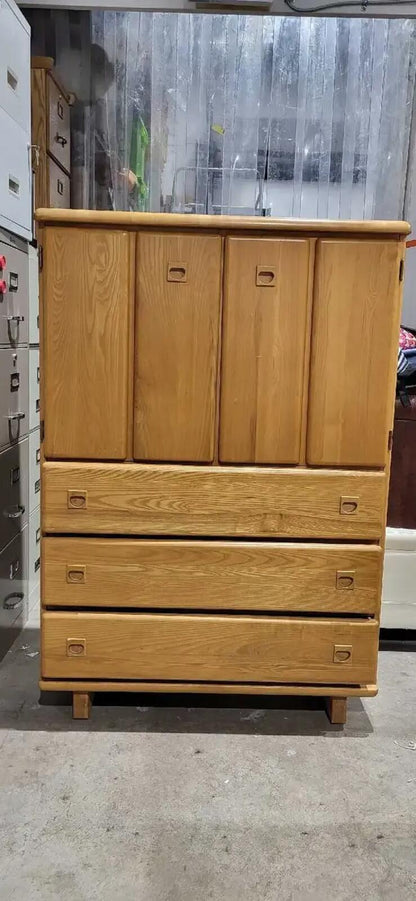 Oak Armoire with Drawers 52H x 36L x 18W