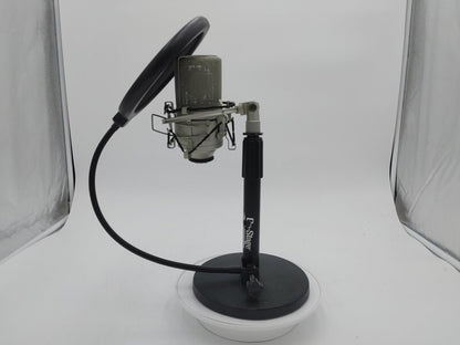 Excellent Condition MXL 990 Microphone Silver Untested + Stand & Pop Filter