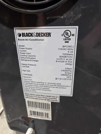 Black and Decker Air Conditioner - 8000 BTU