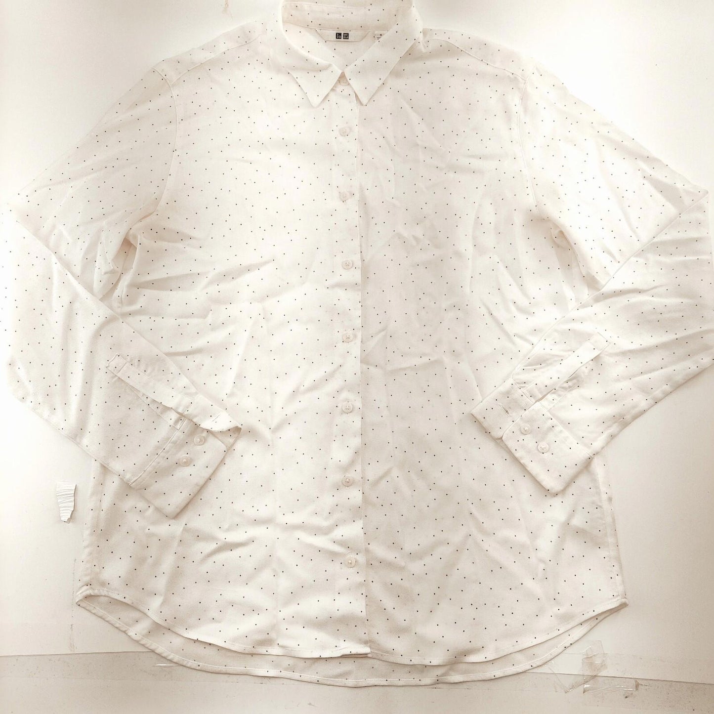 Uniqlo Lot of Two Polka Dot Button Down Blouses Black and White Women's Size S