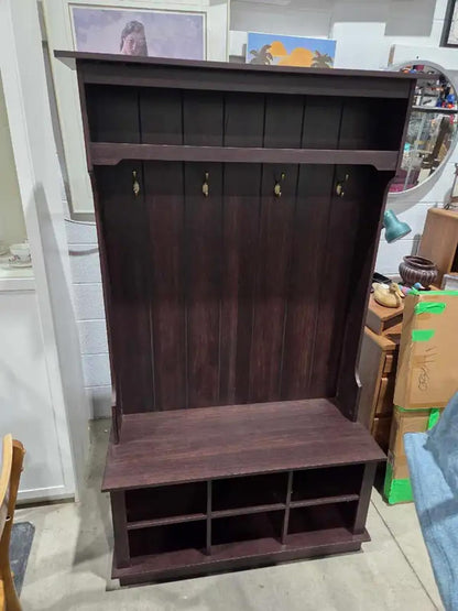 Wooden Entry Hall Tree with Storage