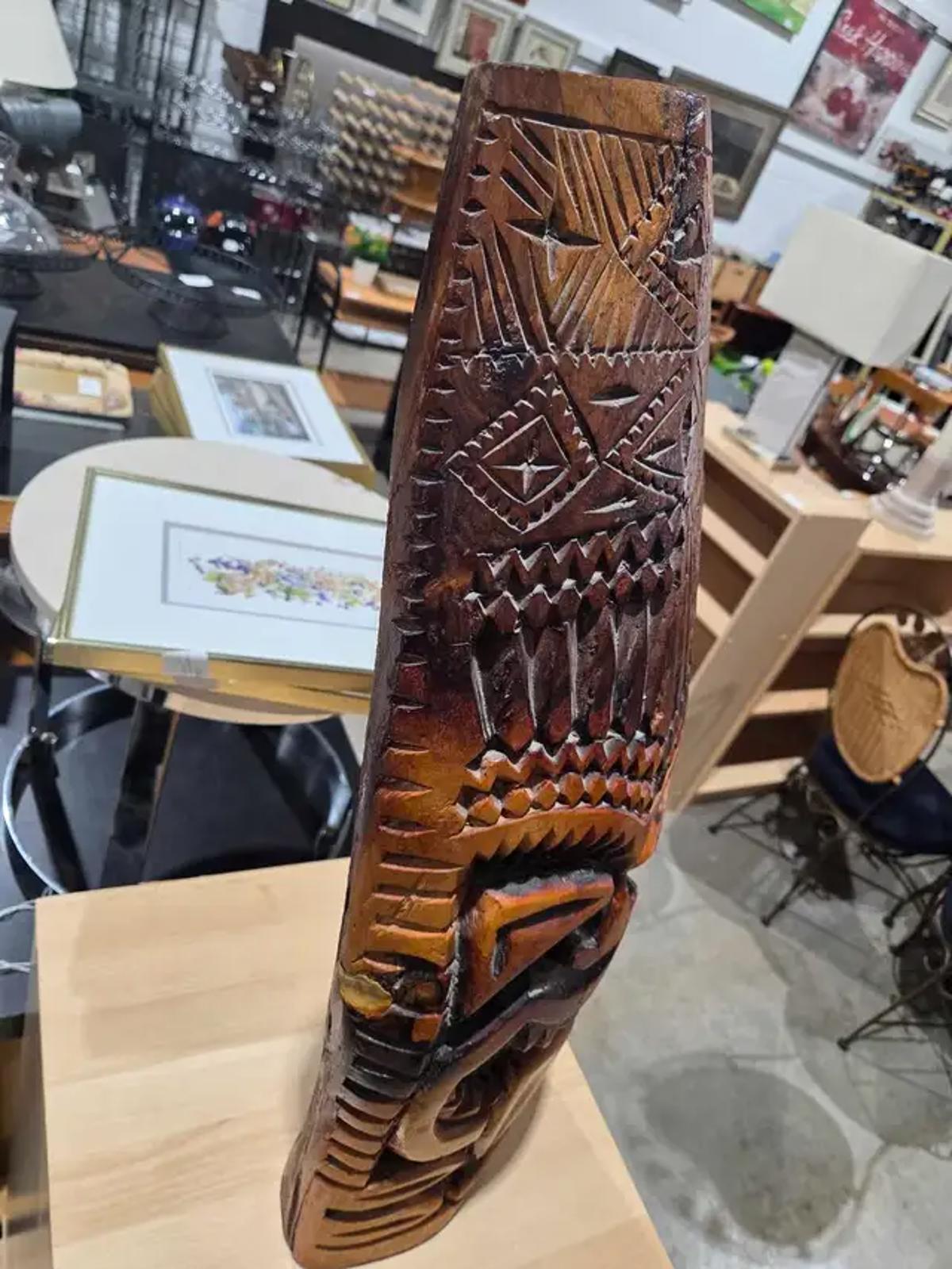 Unique Wooden Handcarved Tiki Statue 26"