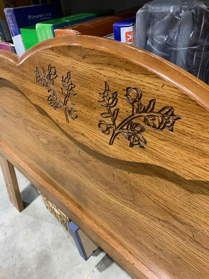 Wood Headboard With Carved Detail