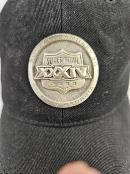 Super Bowl XXXIV 2000 Metal Badge Hat Black Budweiser Strapback Baseball Cap