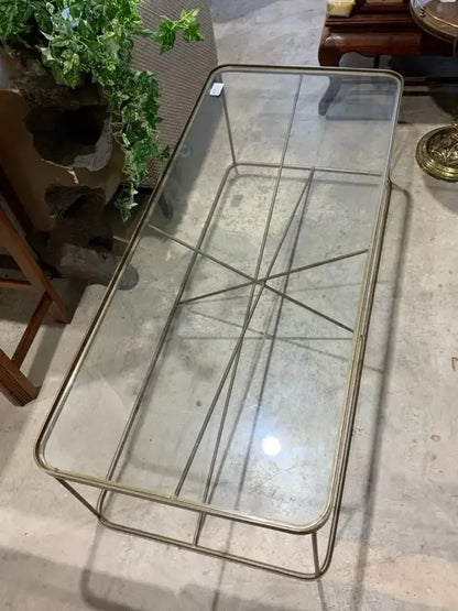 Metal and Glass Coffee Table with gold industrial style