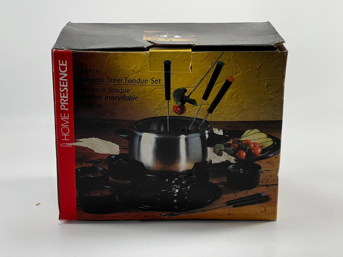 Ensemble à fondue Home Presence par Trudeau, 15 pièces, neuf dans sa boîte, en acier inoxydable