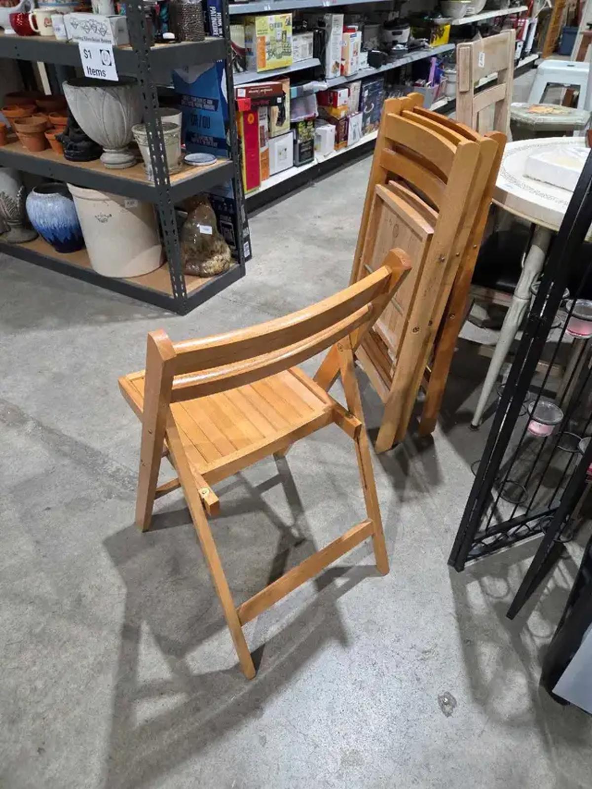 Wooden Folding Chairs Set of 4