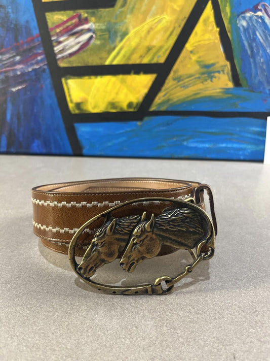 vintage brown leather belt by Justin made in the USA