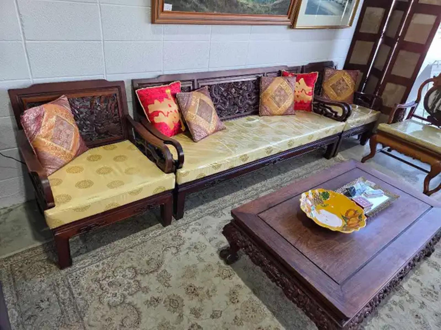 Carved Asian Living Room Set