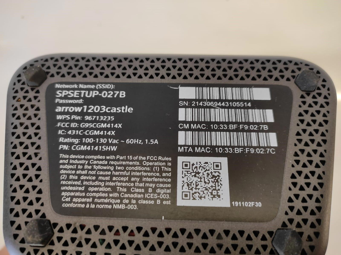 Rogers Ignite Cable Modem WIFI Gateway Modem/Router