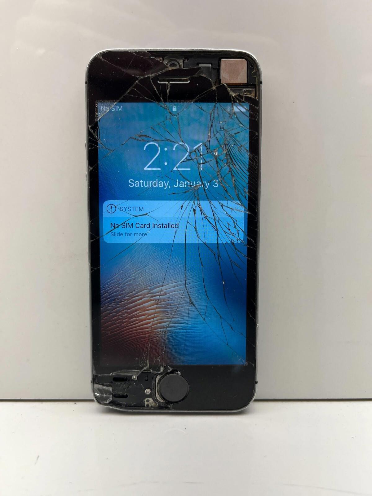 iPhone 5S Space Grey Shattered Glass FOR PARTS