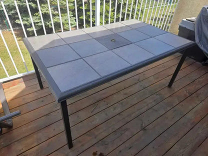 Rectangular Steel Outdoor Patio Dining Table w/ Ceramic Tiles