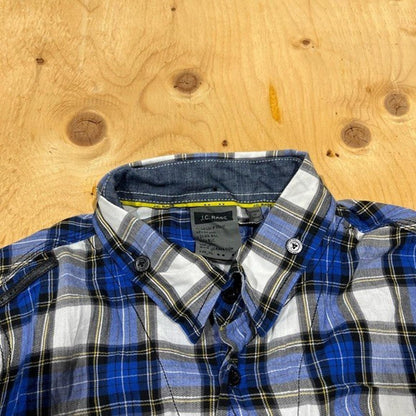 J.C. Rags Men’s Shirt (Blue Plaid, Size XL)