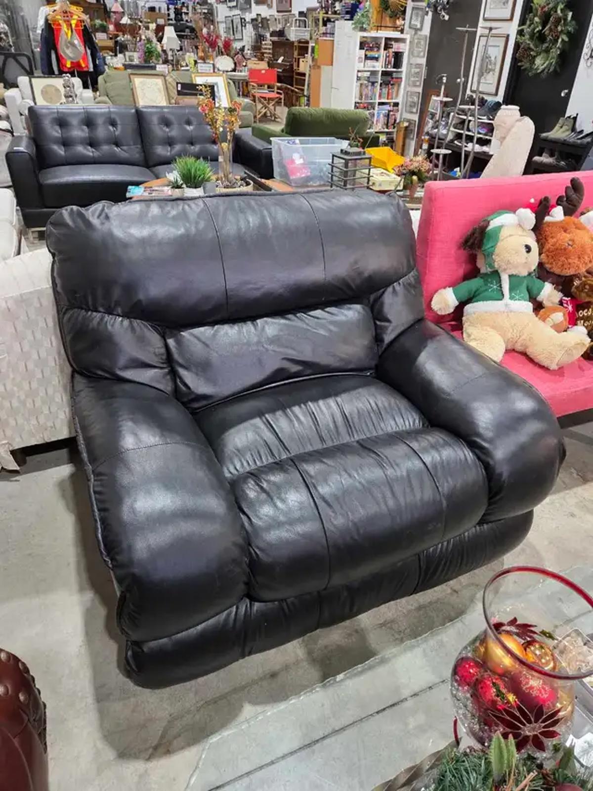 Black Leather Recliner Armchair
