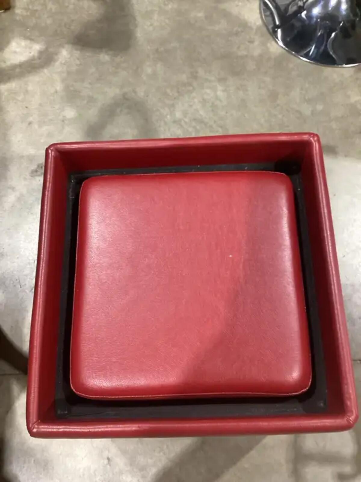 Red Storage Ottoman with Reversible Tray Lid