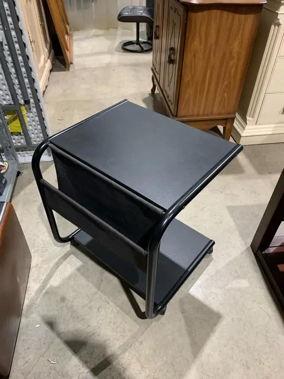 Metal Rolling Table with Fabric Magazine holder - 2 available