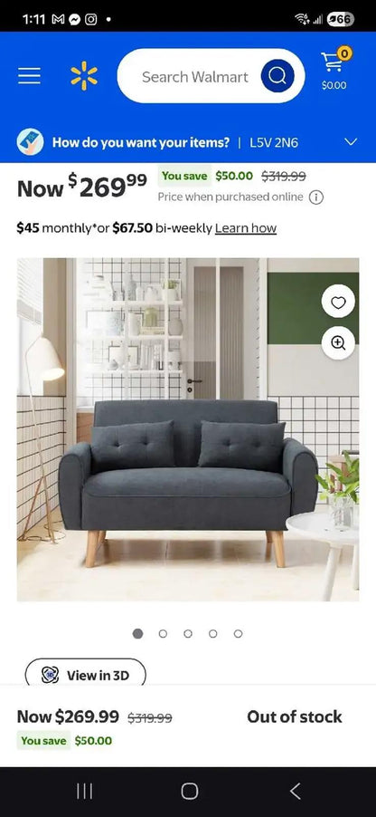 Sobaniilo 47" Small Modern Loveseat Chair