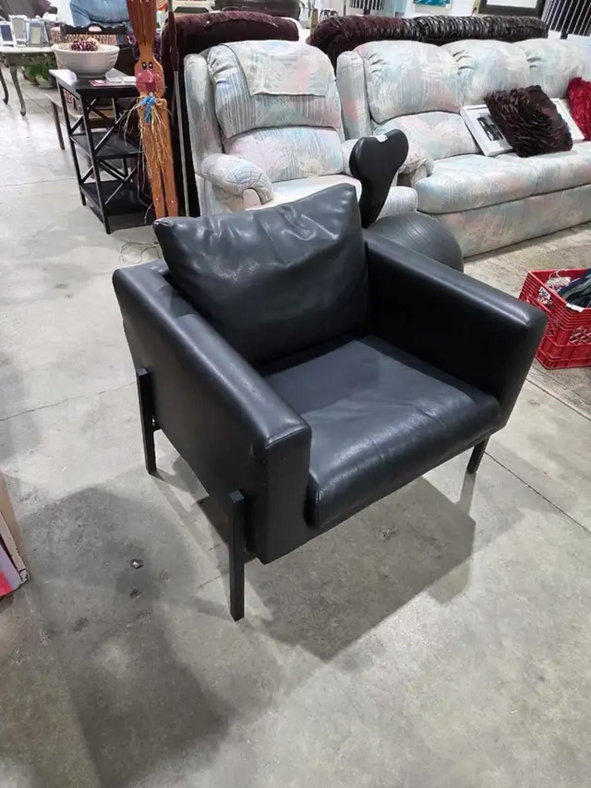 Ikea Koarp Black Leather Armchair