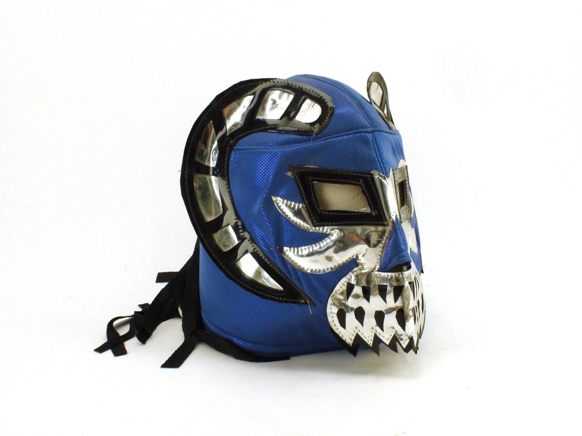 Luchador Mask - Ram With Moustache, Blue & Silver - Good Condition