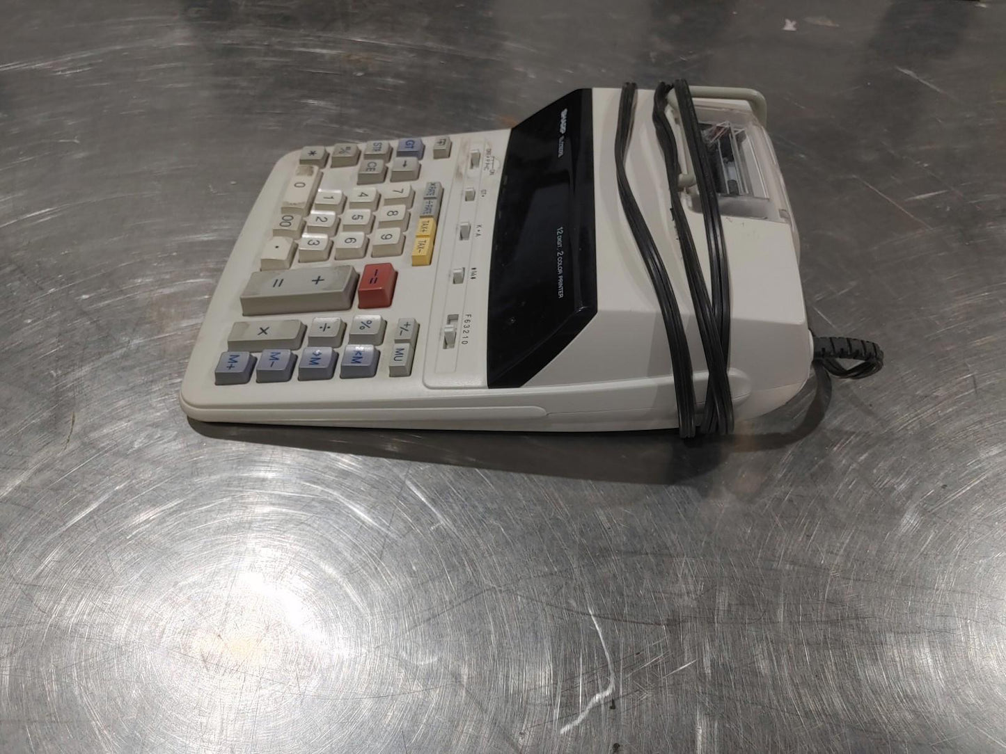 SHARP 12 Digit Adding Machine Model EL-2192RII 2 Tone Printer Tested Working