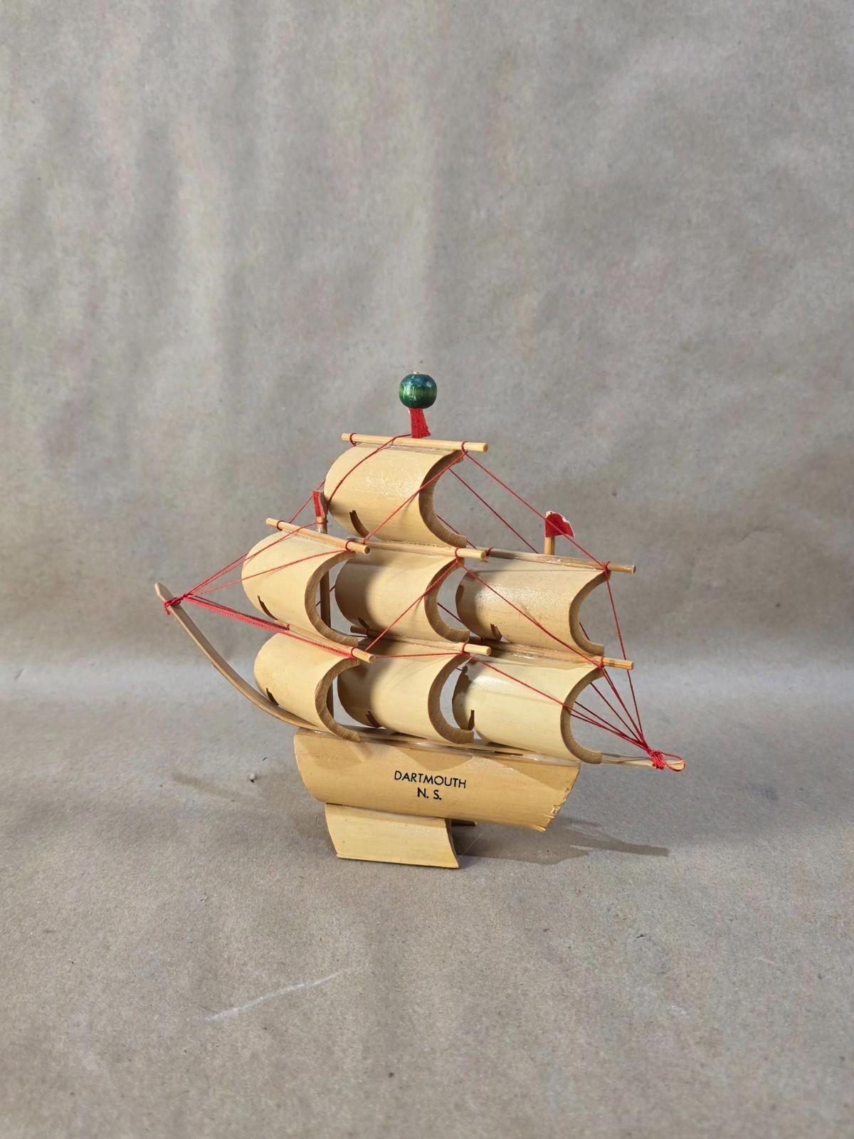 Vintage Bamboo Made Sail Boat Box Fluyt Ship - DARTMOUTH N. S.