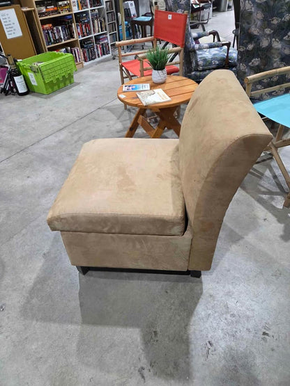 Tan Armless Accent Chair with Storage