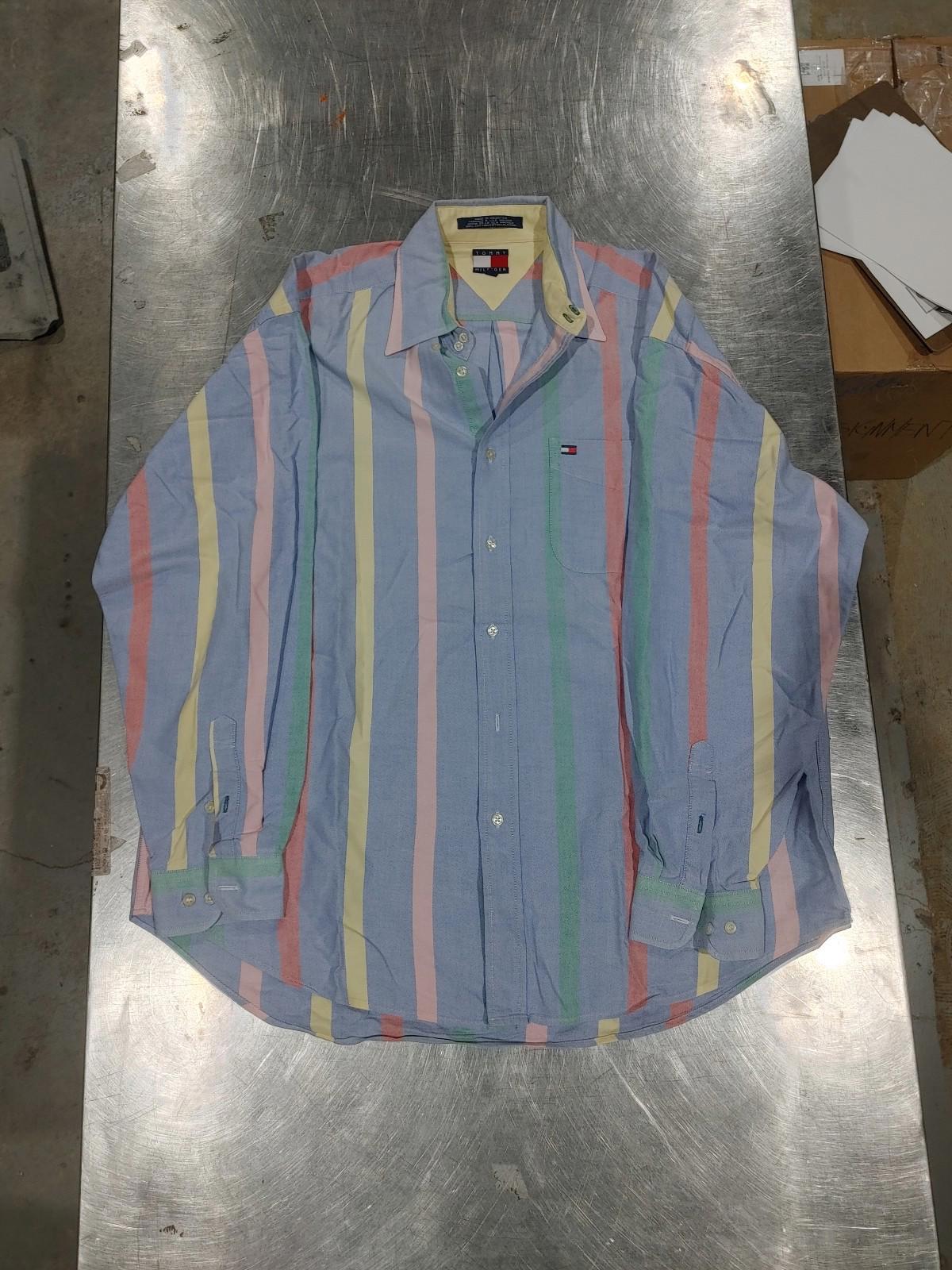 Excellent Condition Tommy Hilfiger Casual Button Shirt Blue Striped Size L