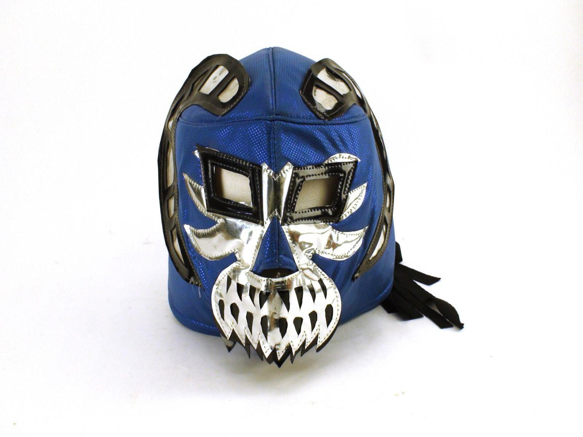 Luchador Mask - Ram With Moustache, Blue & Silver - Good Condition