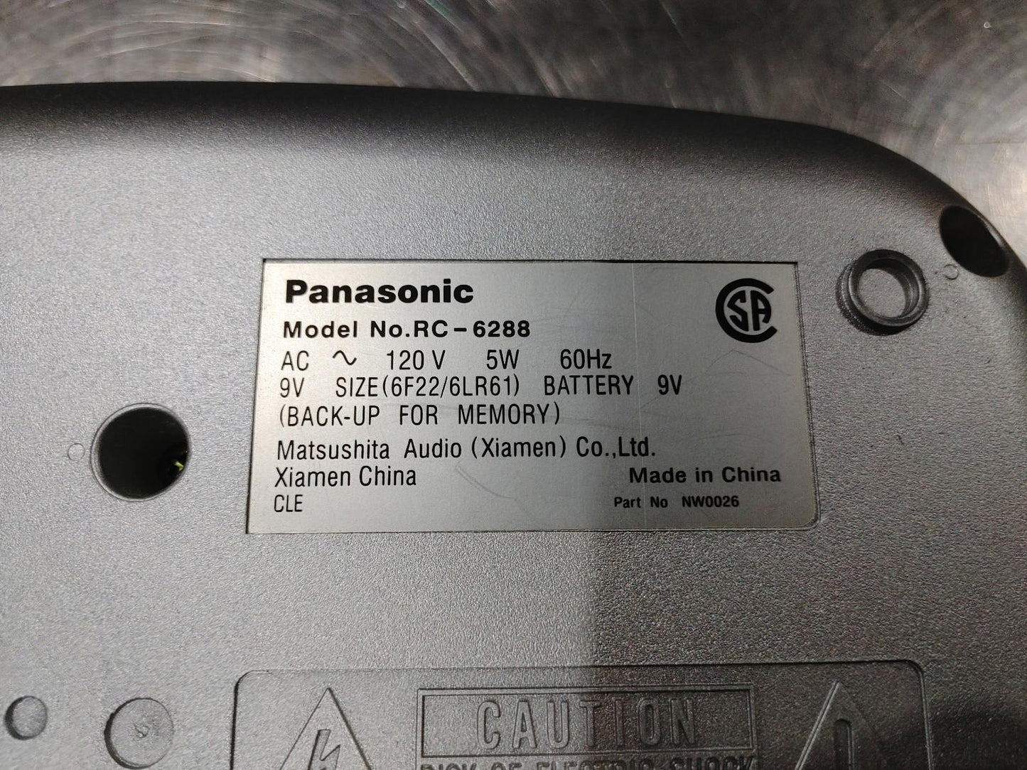 Good Condition Panasonic Alarm Clock FM-AM Radio RC-6288 Grey Tested Working