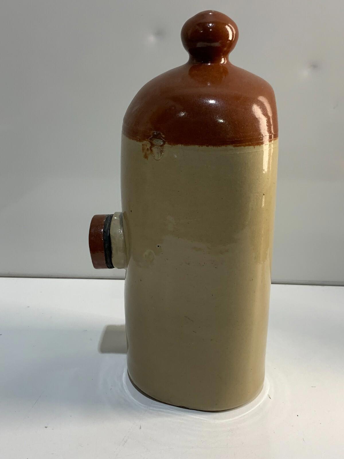 Antique Stoneware Hot Water Bottle With Rubber Seal 12 inches