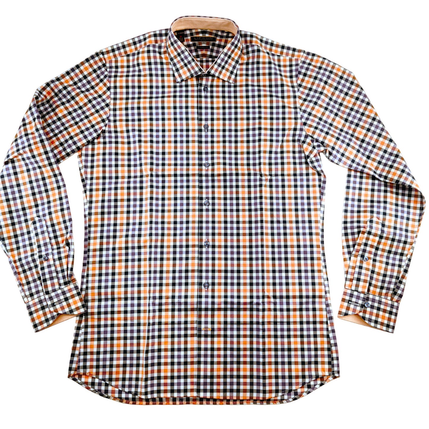 Lipson Shirtmakers Contemporary Button Down Gingham Dress Shirt Men's Size M