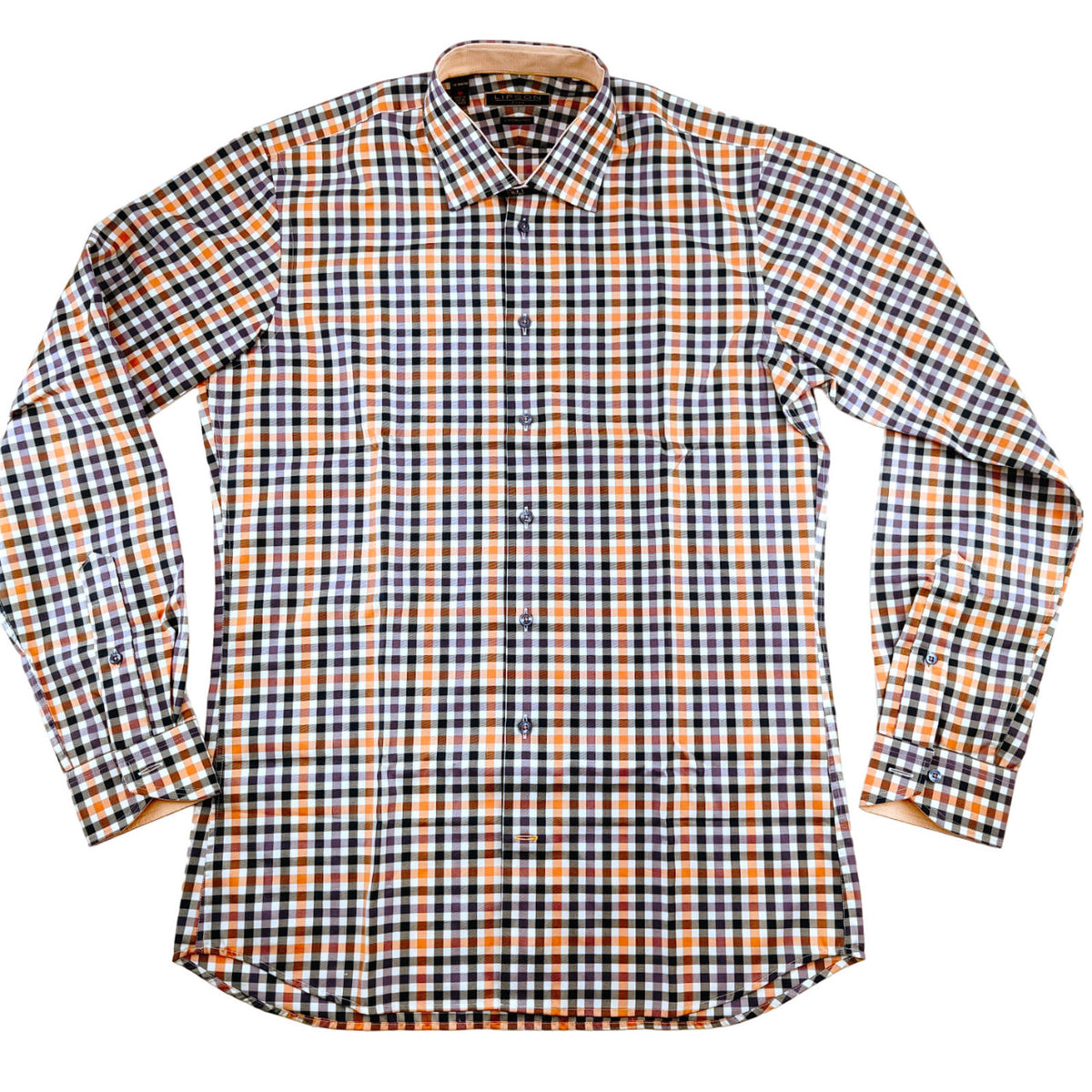 Lipson Shirtmakers Contemporary Button Down Gingham Dress Shirt Men's Size M