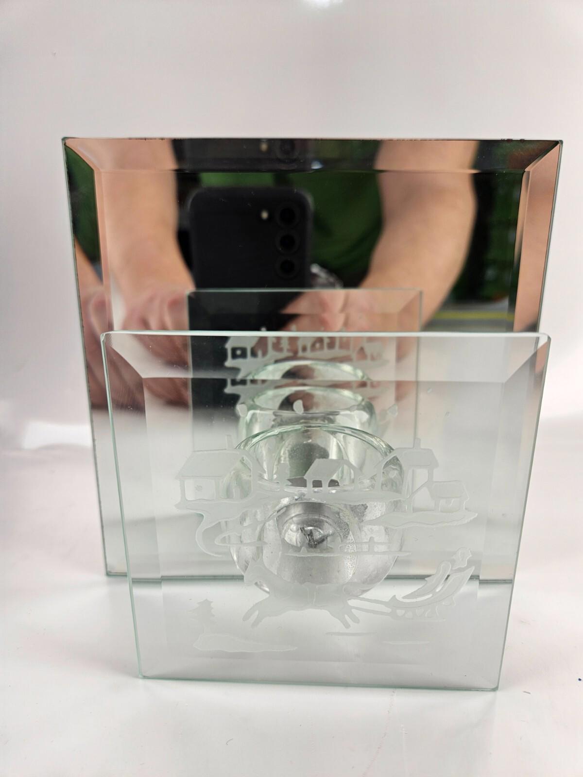 Traditions Glass Mirror Candle Holder 6x6"