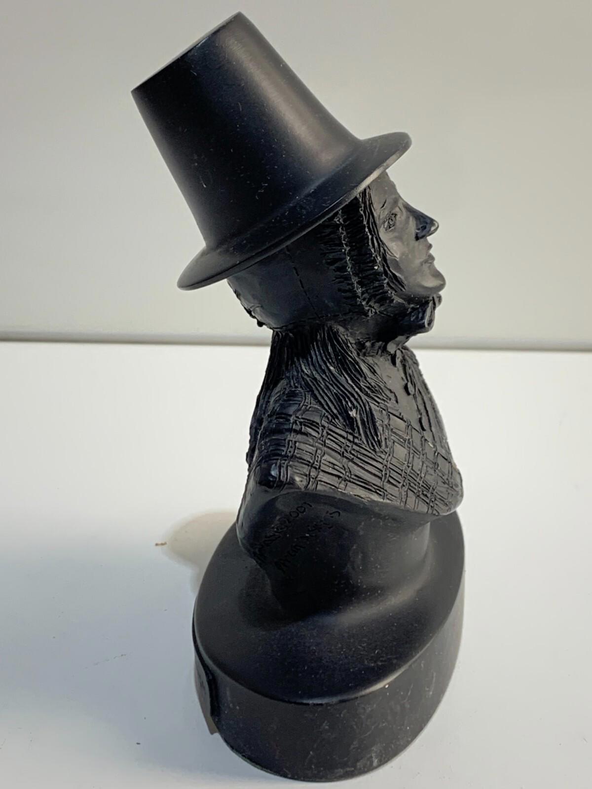 Man in Top Hat Bust Sculpture Coal Inspirations Miner Figurine Pencra Designs