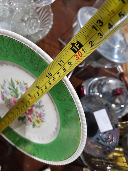 Solian Ware Vintage Floral Plates - Red & Green Pair
