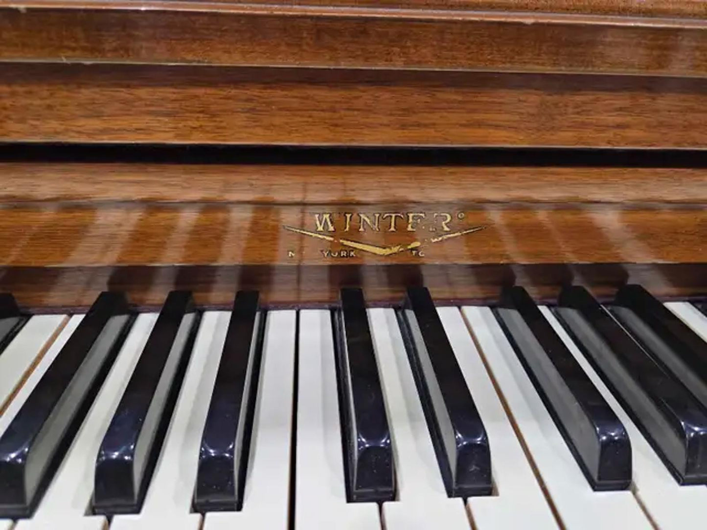 Stunning Winter Piano & Bench - 1970s