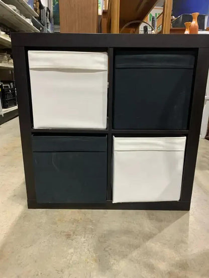 IKEA KALLAX 4x4 Shelving Unit with Inserts