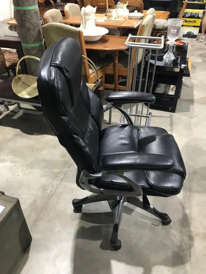 Black Office Chair with Padded Arms 43 inches