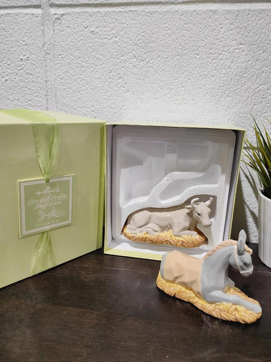 Hallmark Donkey Cow Nativity Ceramic Figurines