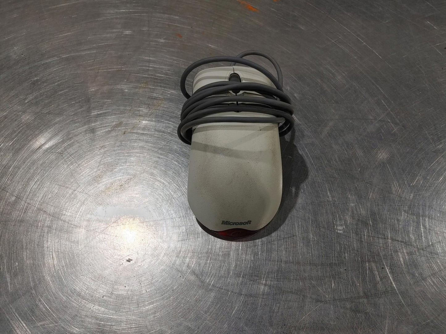 Microsoft USB Wired Wheel Optical Mouse White/Grey Tested Working - Fair