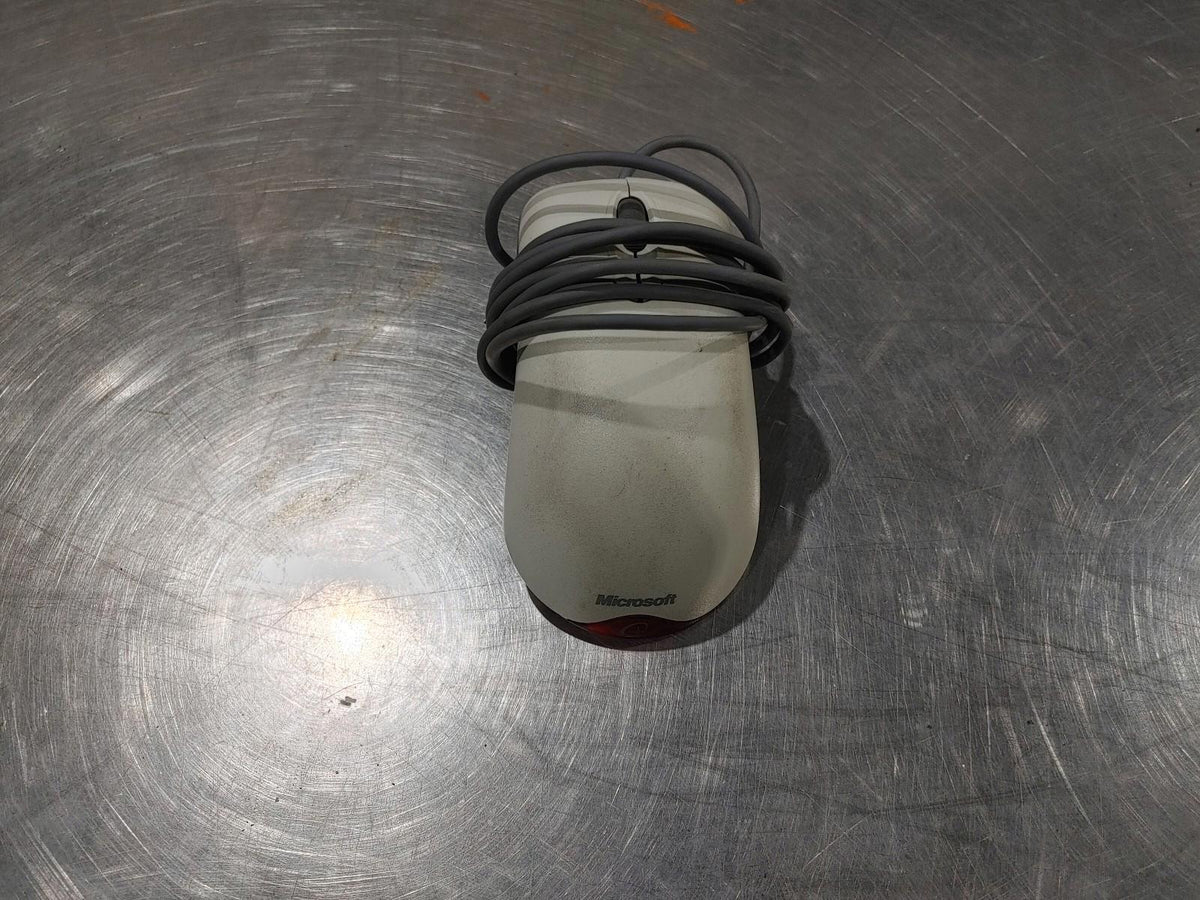 Microsoft USB Wired Wheel Optical Mouse White/Grey Tested Working - Fair