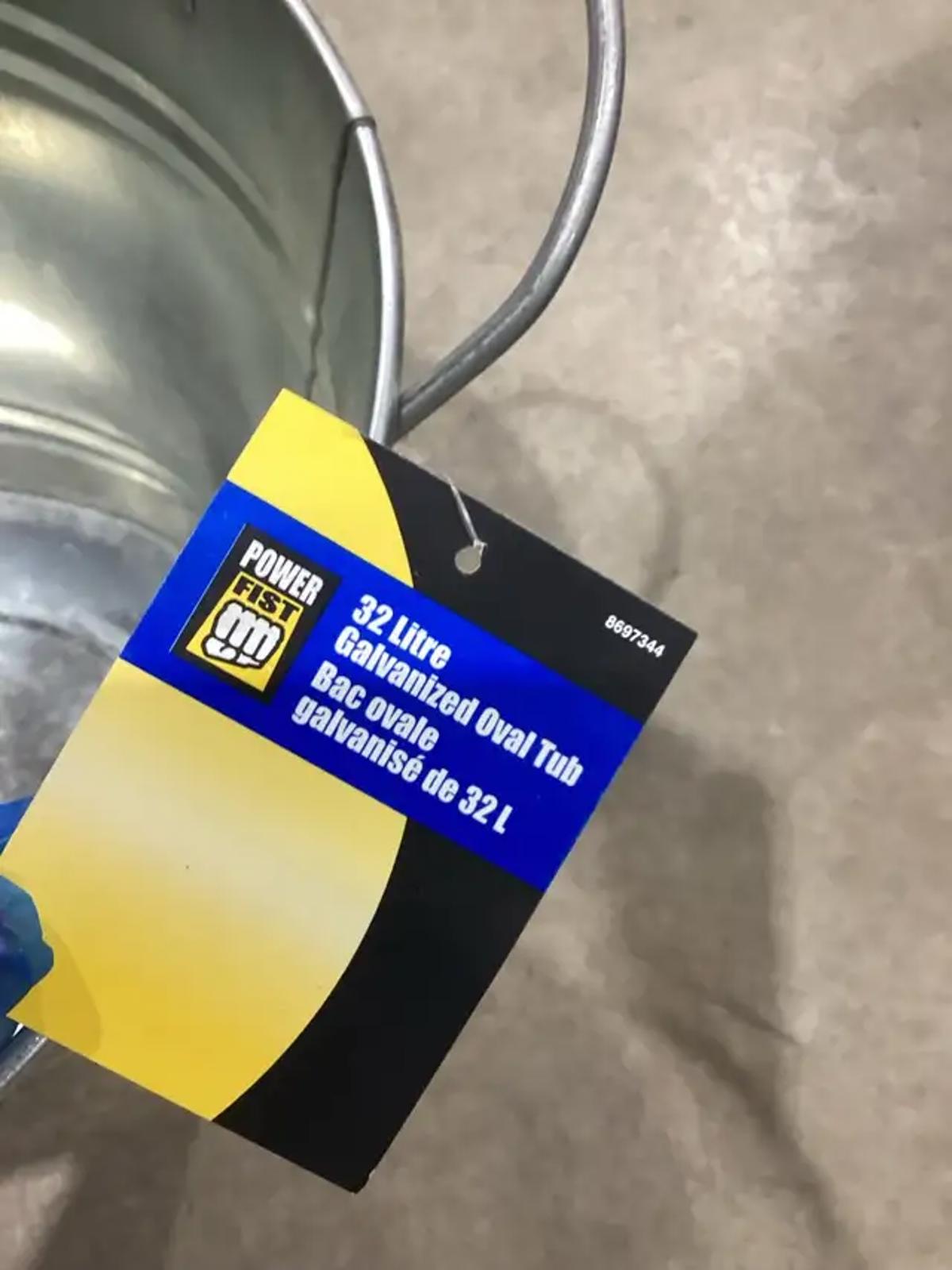 32 litre Galvanised Oval Tub
