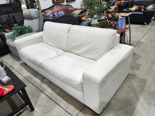 Natuzzi Editions Cream Leather Sofa
