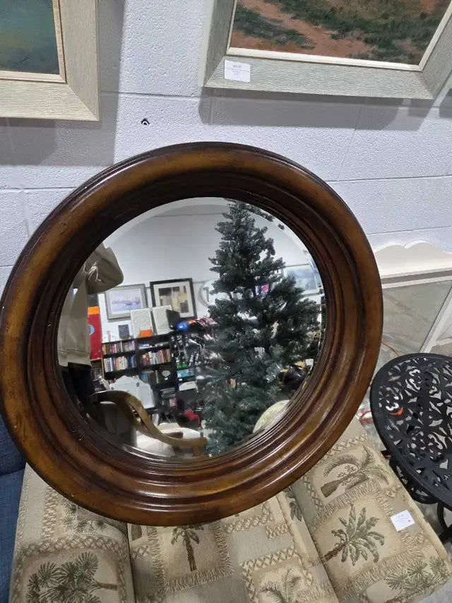 Thomas Hahn & Home Round Wooden Mirror