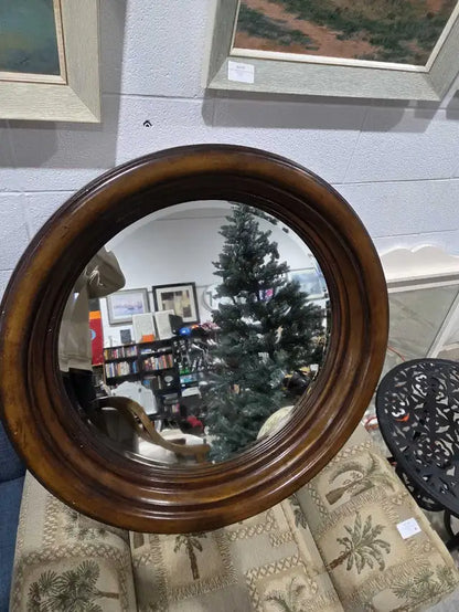 Thomas Hahn & Home Round Wooden Mirror